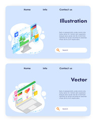 Vector art website landing page design template set