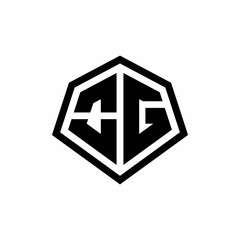 OG monogram logo with hexagon shape and line rounded style design template