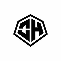 OH monogram logo with hexagon shape and line rounded style design template