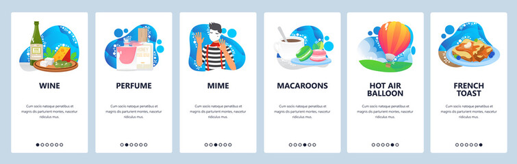 France website and mobile app onboarding screens vector template