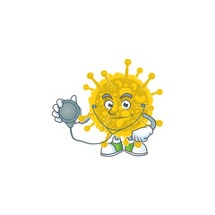 Fototapeta premium A cartoon character of coronavirus pandemic Doctor using tools