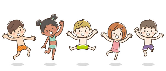 子供　水着　ジャンプ