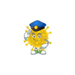 Fototapeta premium A cartoon of coronavirus pandemic dressed as a Police officer