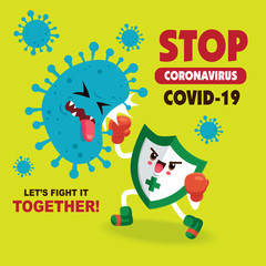 Coronavirus Icon with Red Sign, Covid-19 Coronavirus Bacteria. Coronavirus outbreak.Vector illustration.