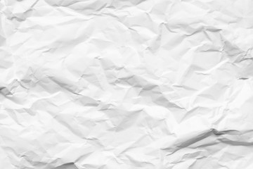 White crumpled paper texture background. Clean white paper. Top view.	
