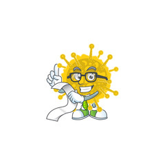 cartoon character of coronavirus pandemic holding menu on his hand