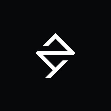 Minimal elegant monogram art logo. Outstanding professional trendy awesome artistic ZY YZ initial based Alphabet icon logo. Premium Business logo White color on black background