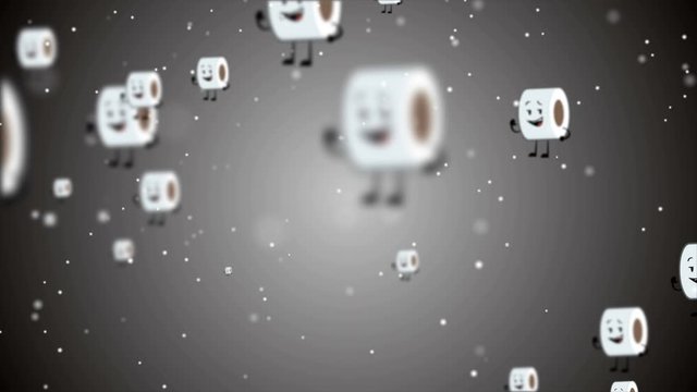Toilet Roll illustration background animation. Toilet paper emoji smiles, characters. During coronavirus pandemic and panic peoples buying of toilet paper.