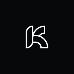 Minimal elegant monogram art logo. Outstanding professional trendy awesome artistic K KK initial based Alphabet icon logo. Premium Business logo White color on black background