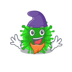 Cute and funny minunacovirus cartoon character dressed as an Elf