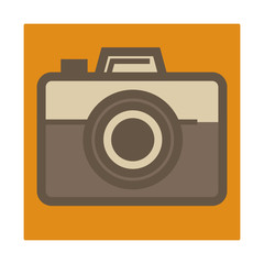 Retro photo camera isolated icon, photographer equipment