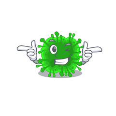 Smiley minunacovirus cartoon design style showing wink eye