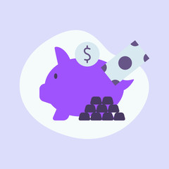 piggy bank money icon single isolated with modern purple color
