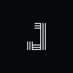 Minimal elegant monogram art logo. Outstanding professional trendy awesome artistic J JJ initial based Alphabet icon logo. Premium Business logo White color on black background