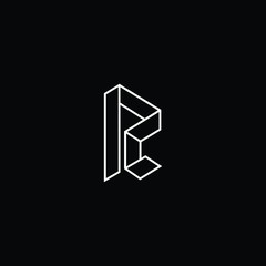 Minimal elegant monogram art logo. Outstanding professional trendy awesome artistic PC CP RC CR initial based Alphabet icon logo. Premium Business logo White color on black background