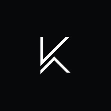 Minimal elegant monogram art logo. Outstanding professional trendy awesome artistic K KV VK initial based Alphabet icon logo. Premium Business logo White color on black background