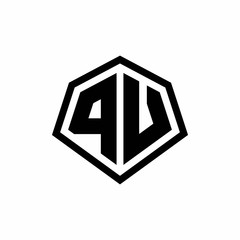 PV monogram logo with hexagon shape and line rounded style design template