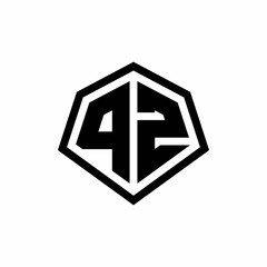 PZ monogram logo with hexagon shape and line rounded style design template