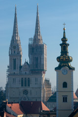 Fototapeta na wymiar Zagreb cathedral from different perspectives