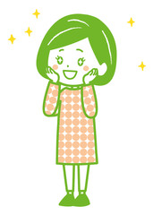 嬉しそうな女性のイラスト素材 Wall Mural 30s 30s Wallpaper Murals Tokumiyanuts