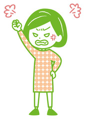 激怒する女性　ポーズ　イラスト