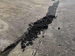 Repairing concrete surfaces with asphalt