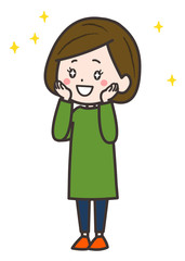 憧れを抱く女性　ポーズ　イラスト