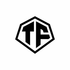 TF monogram logo with hexagon shape and line rounded style design template