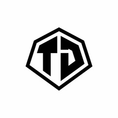 TJ monogram logo with hexagon shape and line rounded style design template