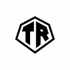 TR monogram logo with hexagon shape and line rounded style design template