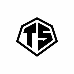 TS monogram logo with hexagon shape and line rounded style design template