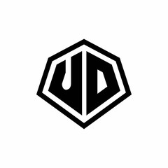 UD monogram logo with hexagon shape and line rounded style design template