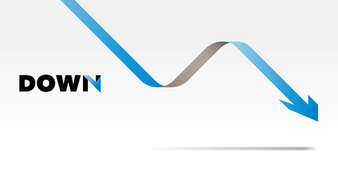 Vector illustration of a falling arrow