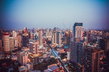 Obraz premium Bangkok Aerial view, above Sukhumvit and Thonglor district in Thailand