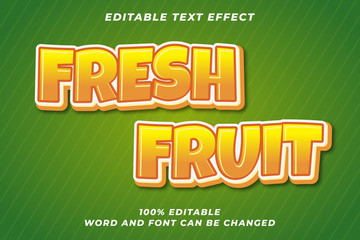 Fresh Fruit Editable text style effect Premium Vector
