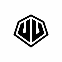 UV monogram logo with hexagon shape and line rounded style design template