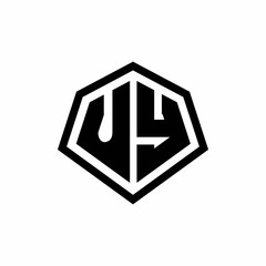 UY monogram logo with hexagon shape and line rounded style design template