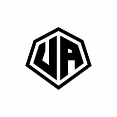 VA monogram logo with hexagon shape and line rounded style design template