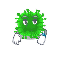 Fototapeta premium Minunacovirus on waiting gesture mascot design style