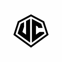 VC monogram logo with hexagon shape and line rounded style design template