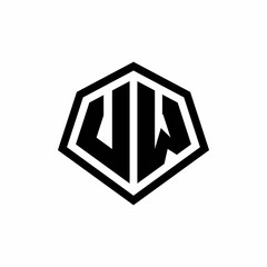 monogram logo with hexagon shape and line rounded style design template