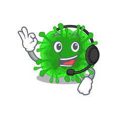 Charming minunacovirus cartoon character design wearing headphone