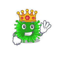 The Royal King of minunacovirus cartoon character design with crown