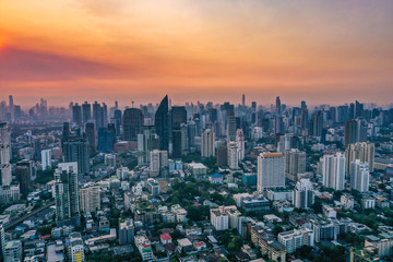 Bangkok Aerial view, above Sukhumvit and Thonglor district in Thailand
