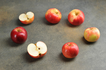 whole and cut apples with space for text