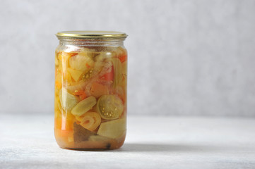 Lecho in a glass jar