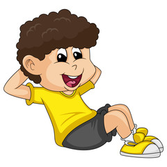 the boy doing exercise cartoon vector illustration