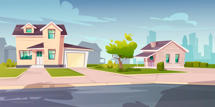 Free Vector  Suburban house in countryside