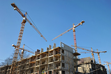 construction cranes on the construction