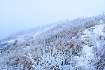 눈으로 덮힌 덕유산의 겨울풍경